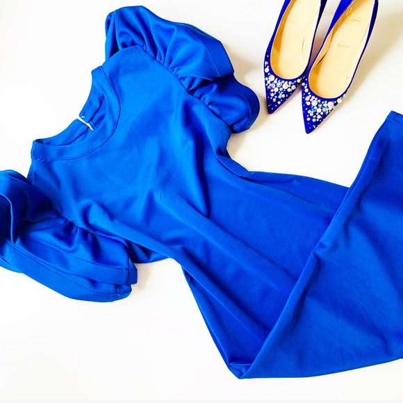 Dresses & Skirts - RUFFLE SLEEVE Blue Body Con Long Dress💙